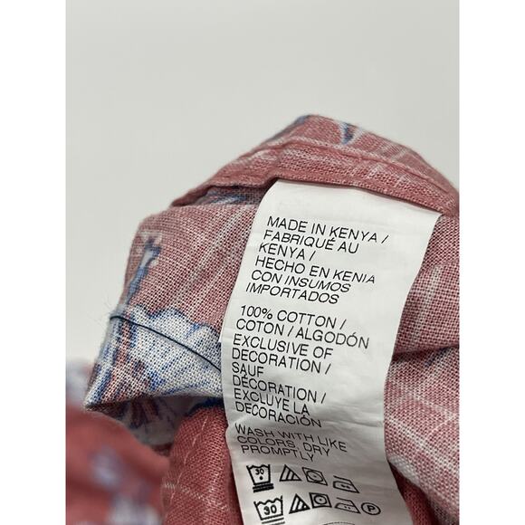 IZOD Men's Saltwater Pink Tropical Hawaiian Cotton Short Sleeve Sportshirt Med - Picture 5 of 6